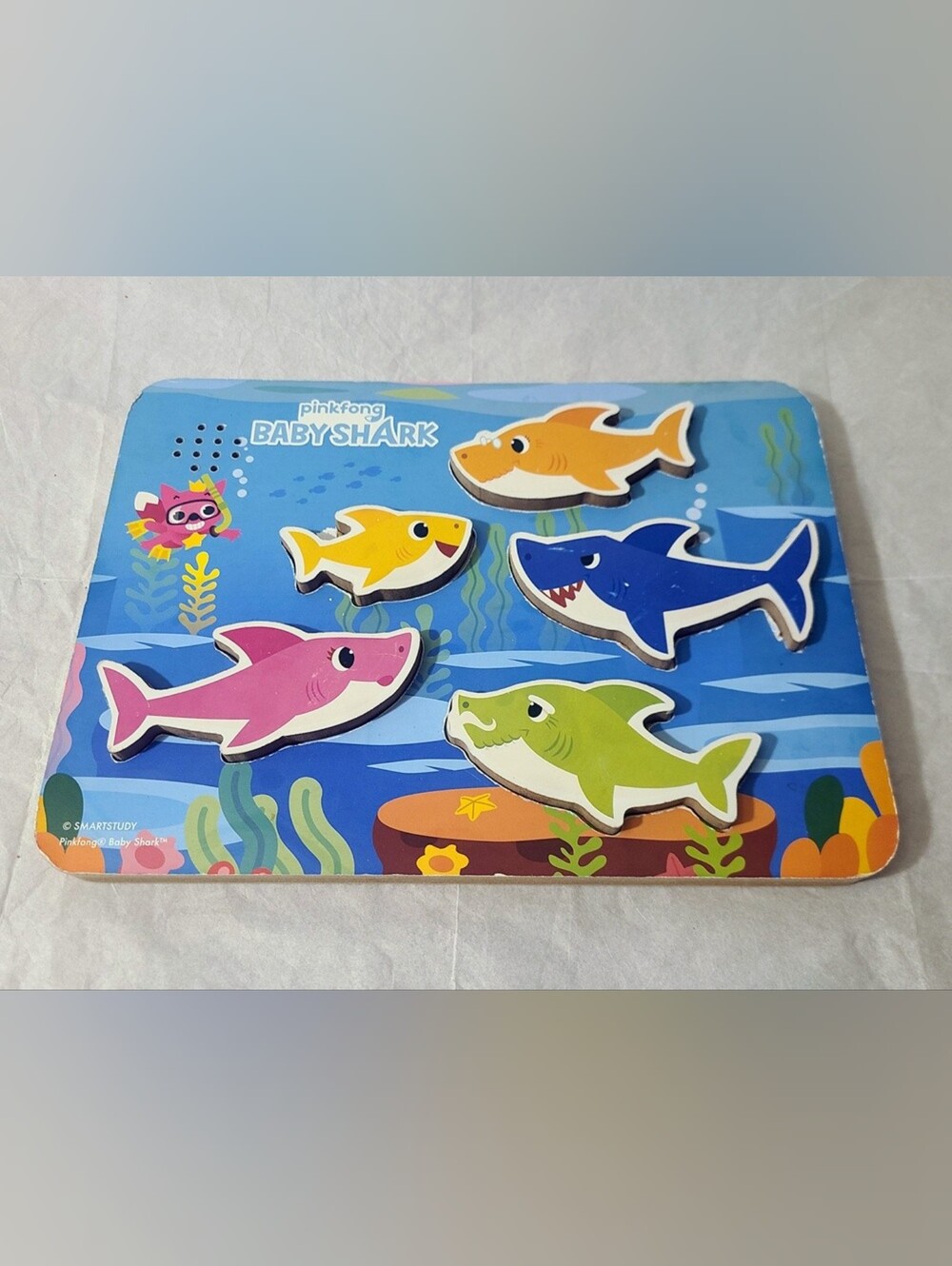 Pinkfong Baby Shark Musical Wooden Sound Puzzle - Toddler Toys